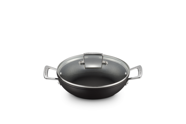 undefined | Toughened Non-Stick Shallow Casserole with Glass Lid