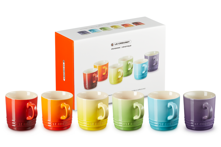 Stoneware Rainbow Set of 6 Cappuccino Mugs Le Creuset AU