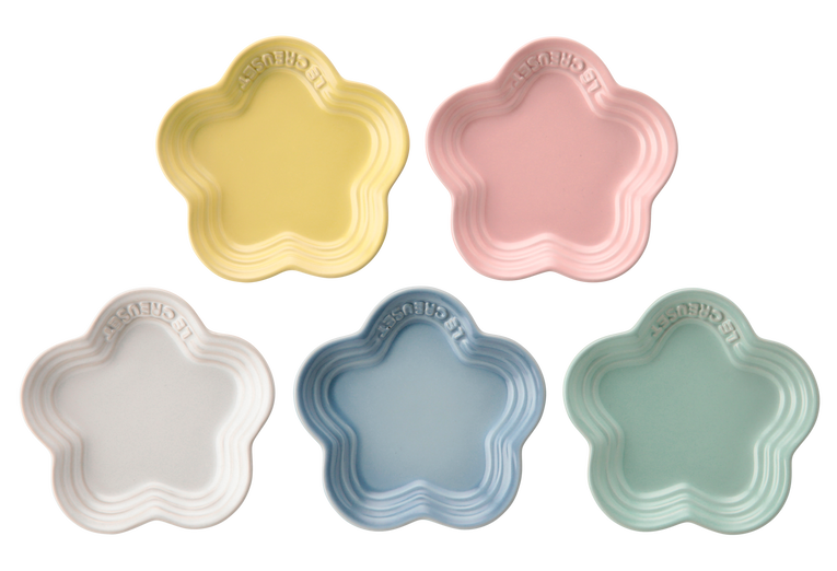 Stoneware Set of 5 Mini Flower Plates