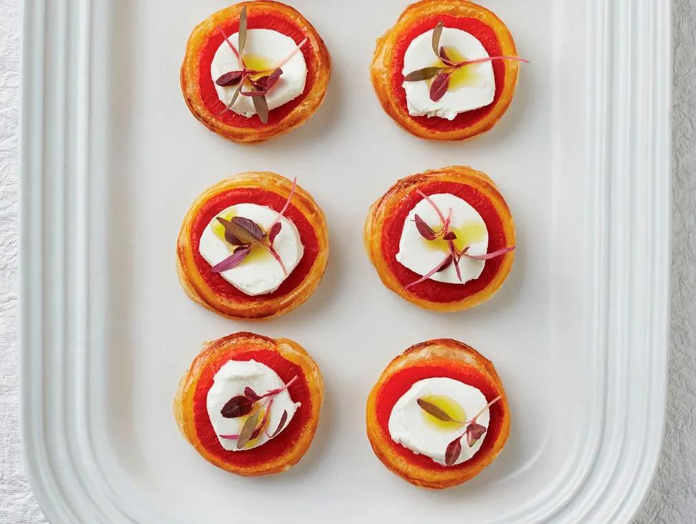 Puff Pastry Tartlets With Roasted Red Pepper And Goat’s Cheese