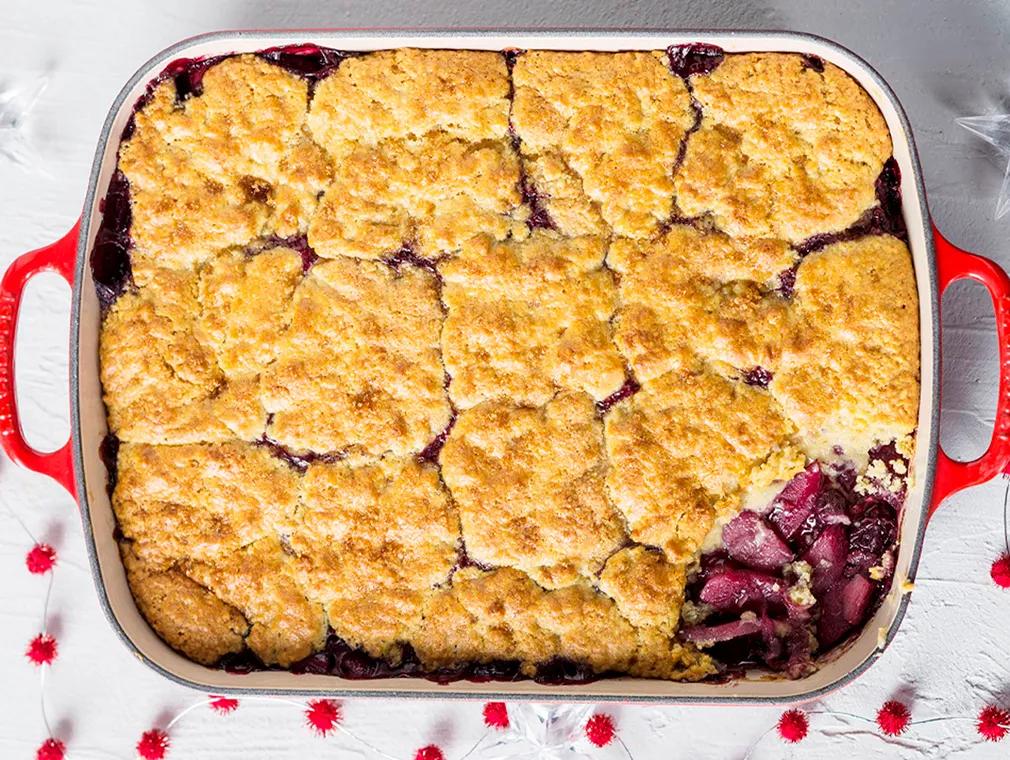 Mulled Fruits & Berries with a Sugar Crusted Cobbler
