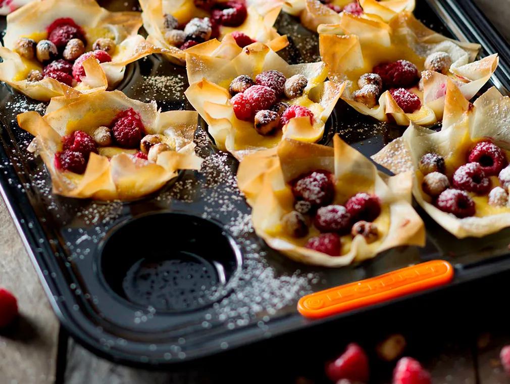 Raspberry and Hazelnut Fillo Tartlets