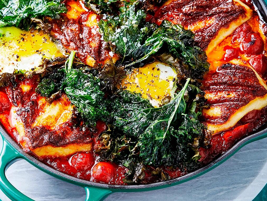Shakshuka with Kale and Halloumi