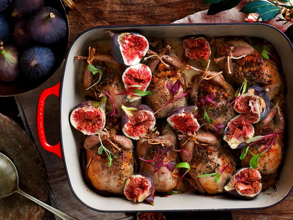 Deboned Quails with Breadcrumb and Walnut Stuffing