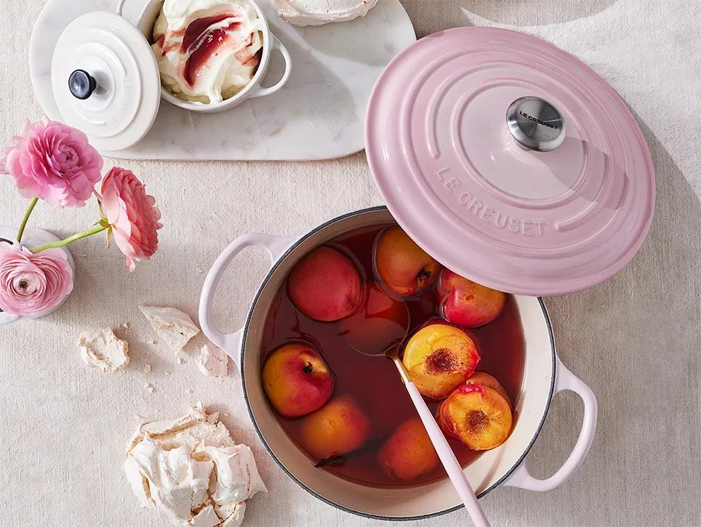 Sparking wine Poached Peaches with Brown Sugar