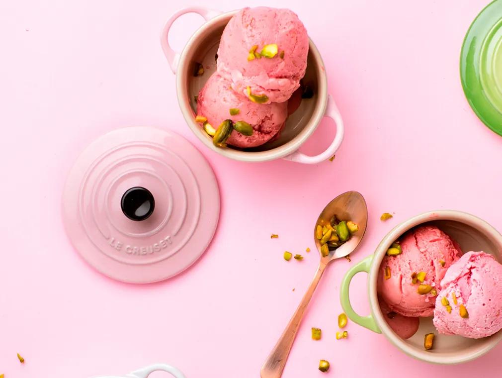 Raspberry & Coconut Ice Cream with Almond French Toast