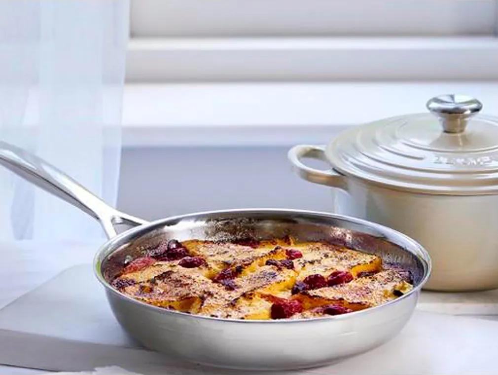 Souffléd Peach & Raspberry Bread & Butter Pudding