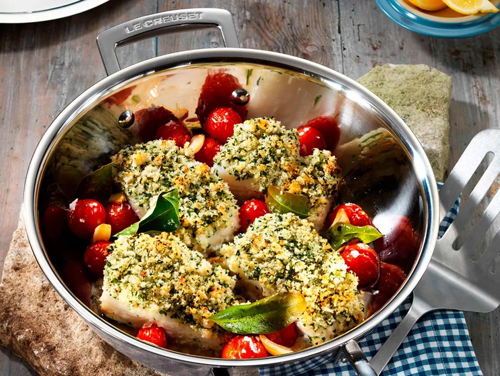 Baked Fish with Gremolata Crumb and Caper Mayo