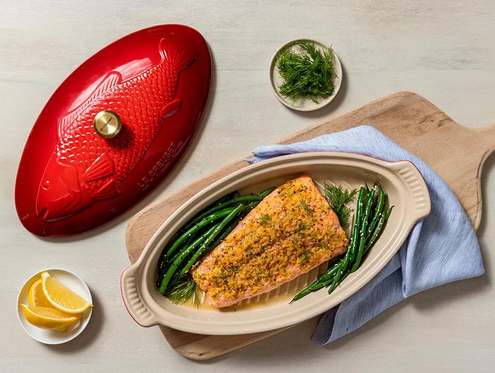 Lemon Dill Salmon with Sesame Green Beans