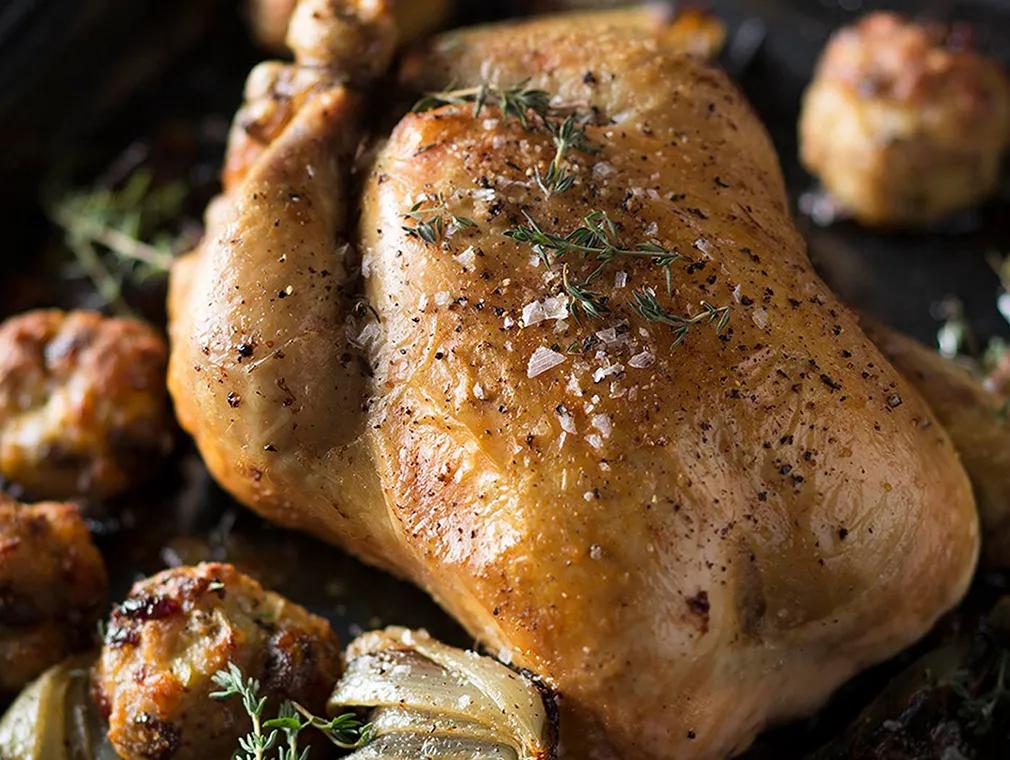 Roast Chicken with Pork and Cranberry Stuffing