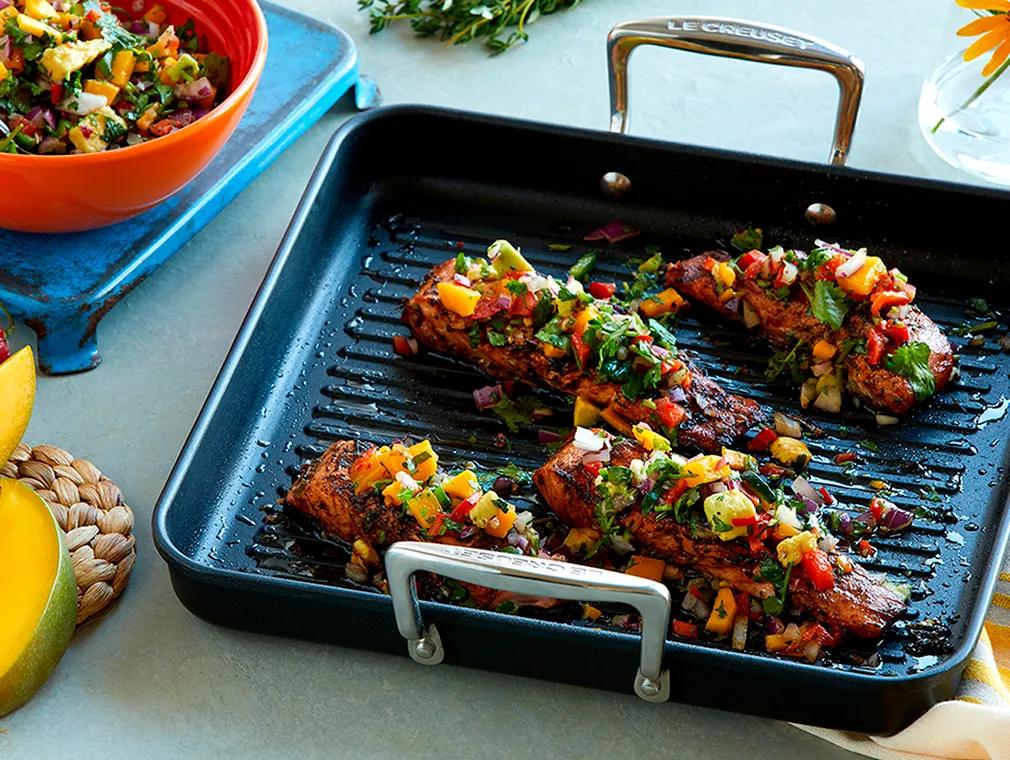 Jamaican Jerk Spiced Salmon With Mexican Mango Salsa