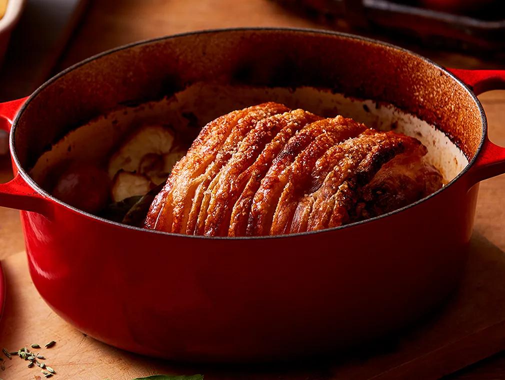 Slow Cooked Pork Shoulder With Cider Apples & Shallots